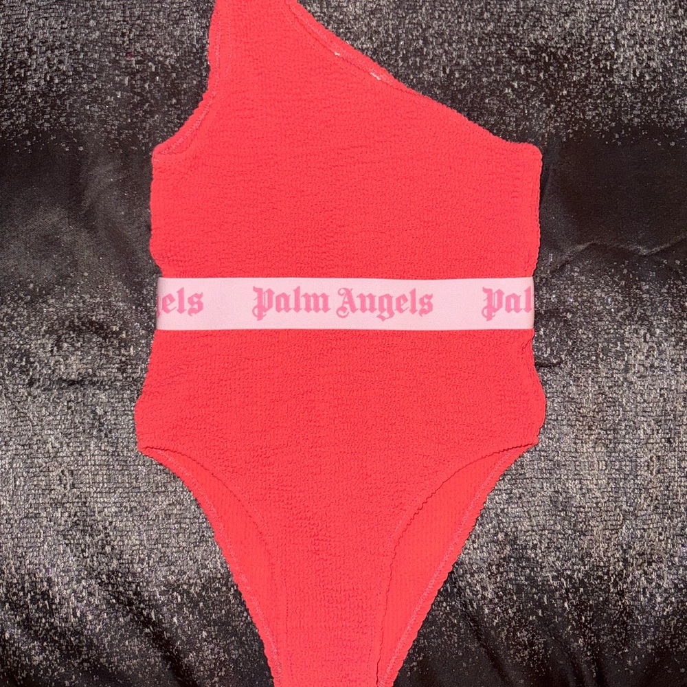 Palm Angels Red Asymmetrical Bodysuit with Cutout Design